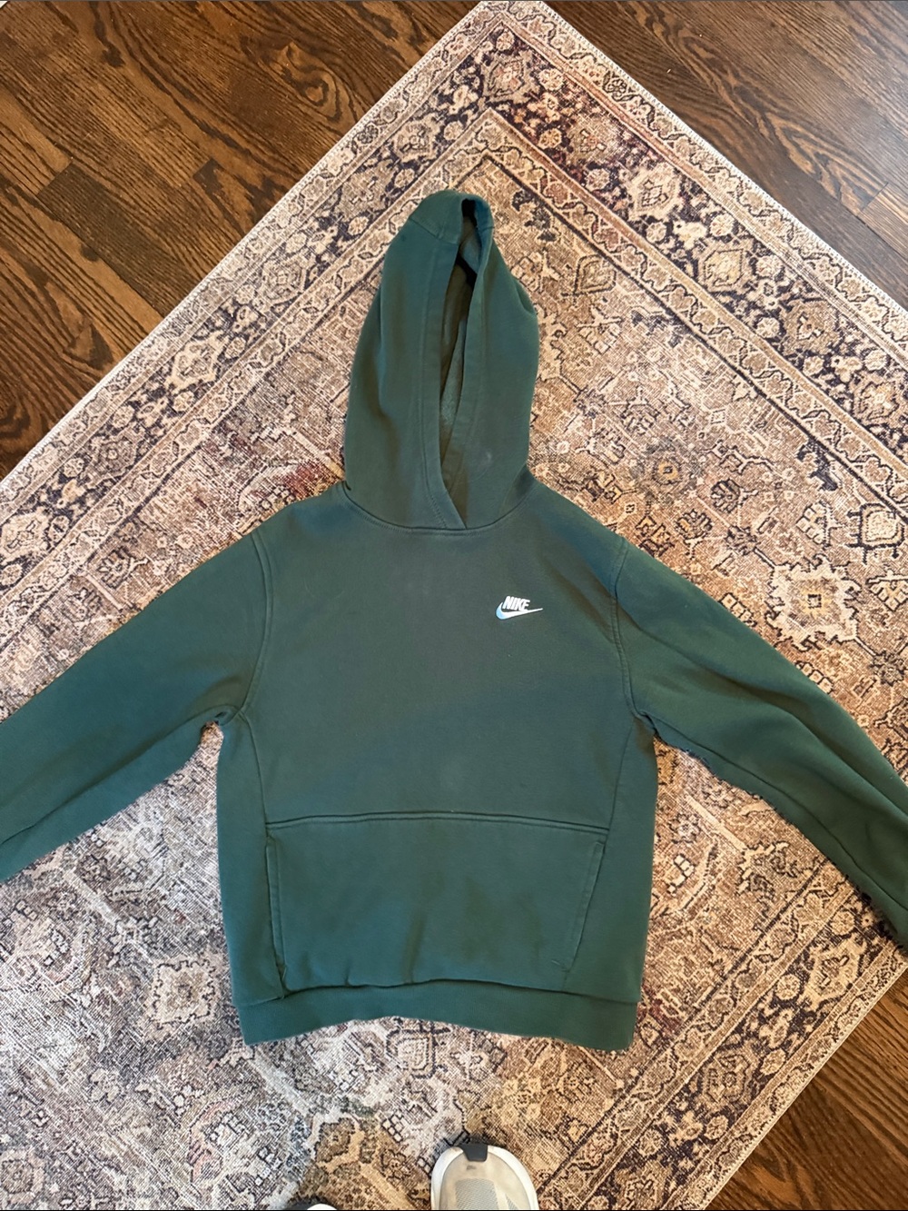 Nike Dark Green Pullover Hoodie with Small White Swoosh